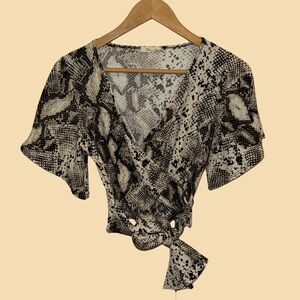 Snakeskin Cropped Tie Top
